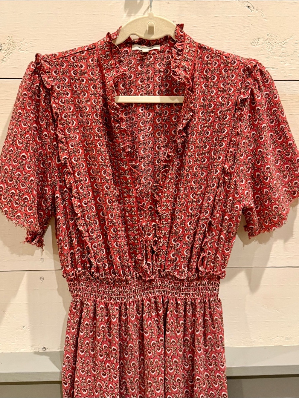 Max Studio Red Paisley Midi Dress